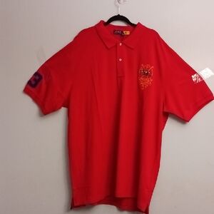 Polo Ralph Lauren size 4XLT men's vibrant red polo rugby shirt with pony & crest